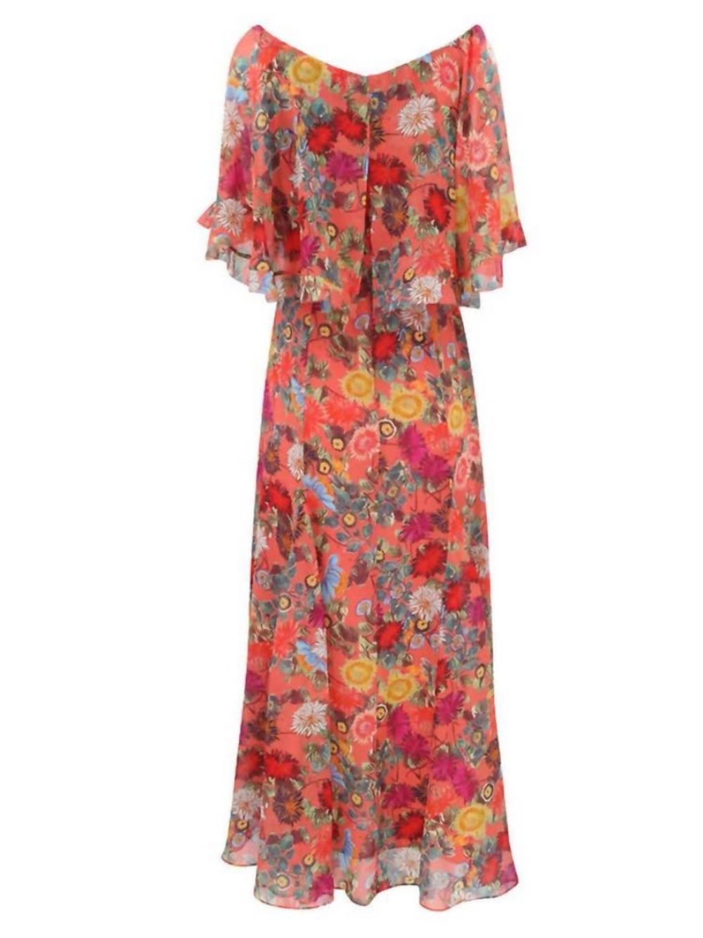 Saloni Tiana Floral 100% Silk Maxi Dress Sz 10 - Picture 4 of 7